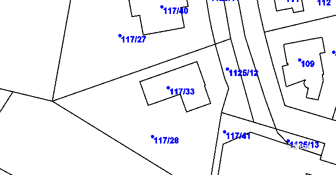 Parcela st. 117/33 v KÚ Prosek, Katastrální mapa