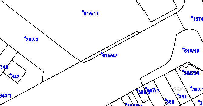 Parcela st. 615/47 v KÚ Prosek, Katastrální mapa