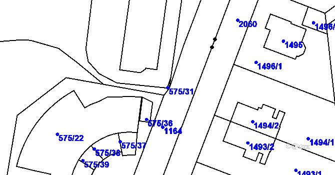 Parcela st. 575/31 v KÚ Prosek, Katastrální mapa