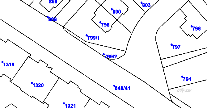 Parcela st. 799/2 v KÚ Prosek, Katastrální mapa