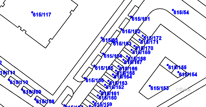 Parcela st. 615/104 v KÚ Prosek, Katastrální mapa