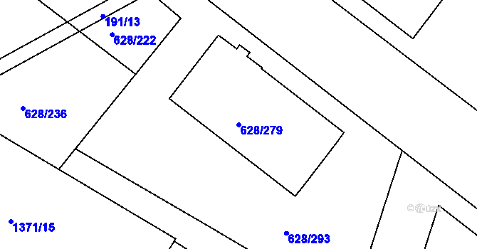 Parcela st. 628/279 v KÚ Prosek, Katastrální mapa