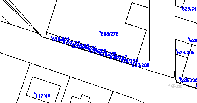 Parcela st. 628/286 v KÚ Prosek, Katastrální mapa