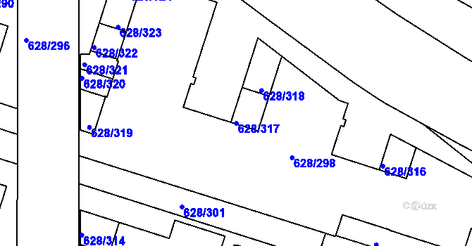 Parcela st. 628/317 v KÚ Prosek, Katastrální mapa