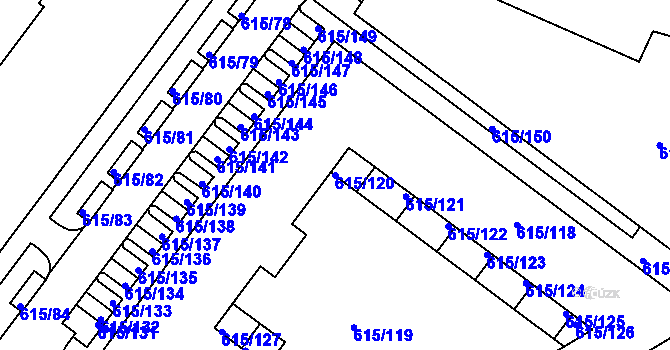 Parcela st. 615/120 v KÚ Prosek, Katastrální mapa
