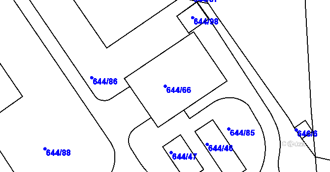 Parcela st. 644/66 v KÚ Prosek, Katastrální mapa