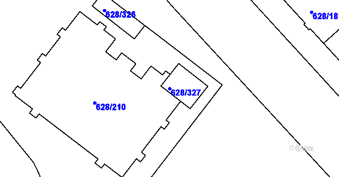 Parcela st. 628/327 v KÚ Prosek, Katastrální mapa