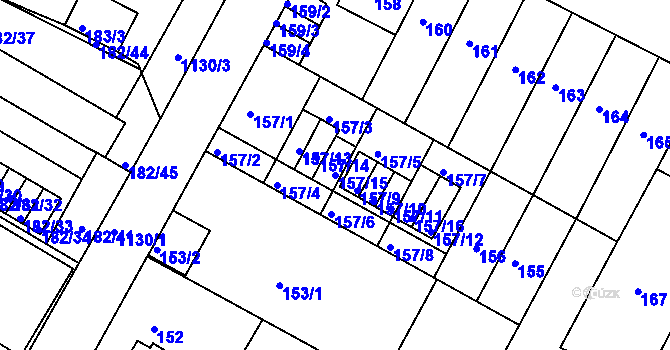 Parcela st. 157/15 v KÚ Prosek, Katastrální mapa