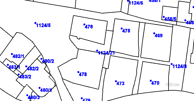 Parcela st. 1124/21 v KÚ Prosek, Katastrální mapa