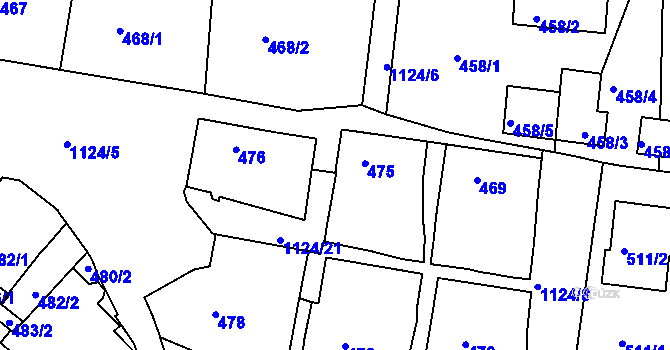 Parcela st. 1124/23 v KÚ Prosek, Katastrální mapa