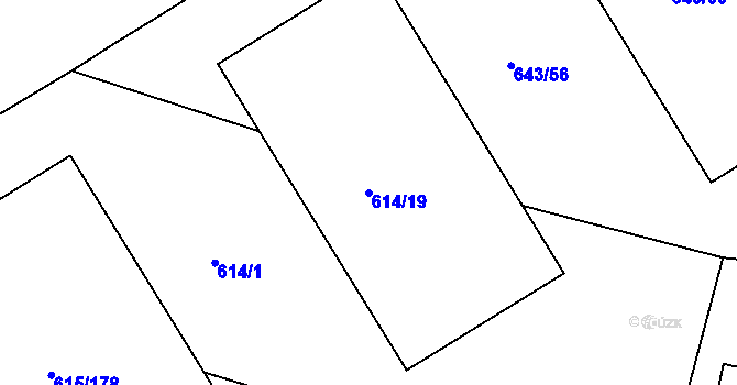 Parcela st. 614/19 v KÚ Prosek, Katastrální mapa