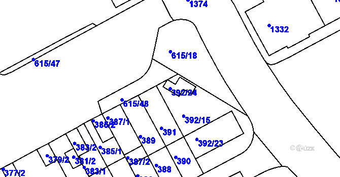 Parcela st. 392/24 v KÚ Prosek, Katastrální mapa