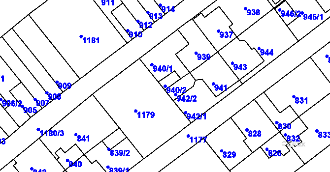 Parcela st. 940/2 v KÚ Prosek, Katastrální mapa