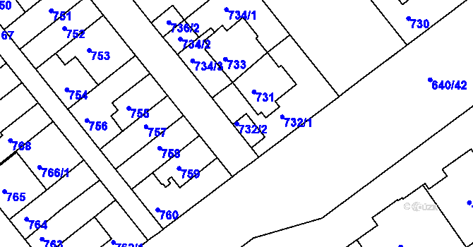 Parcela st. 732/2 v KÚ Prosek, Katastrální mapa