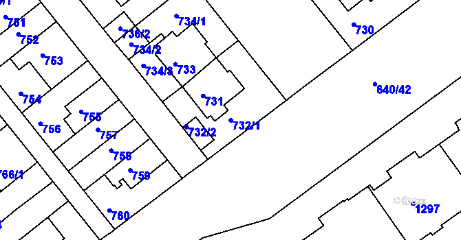 Parcela st. 732/1 v KÚ Prosek, Katastrální mapa