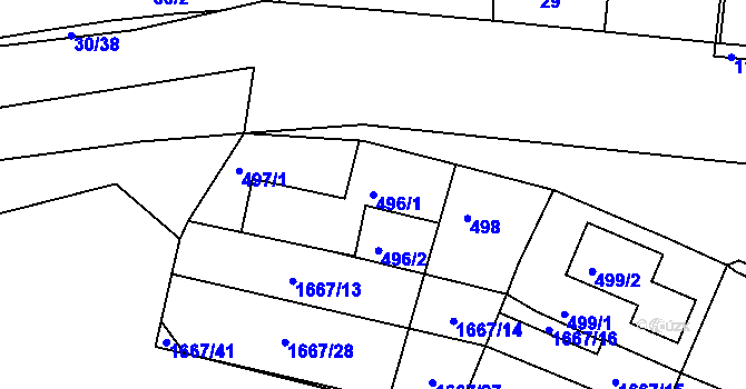Parcela st. 496/1 v KÚ Prosek, Katastrální mapa