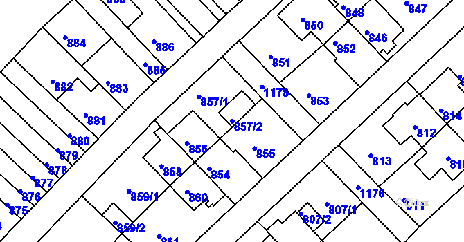 Parcela st. 857/2 v KÚ Prosek, Katastrální mapa