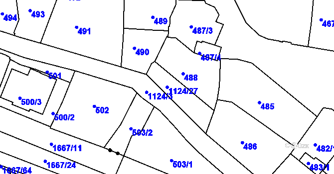 Parcela st. 1124/27 v KÚ Prosek, Katastrální mapa