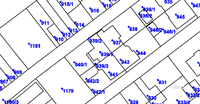 Parcela st. 939/1 v KÚ Prosek, Katastrální mapa