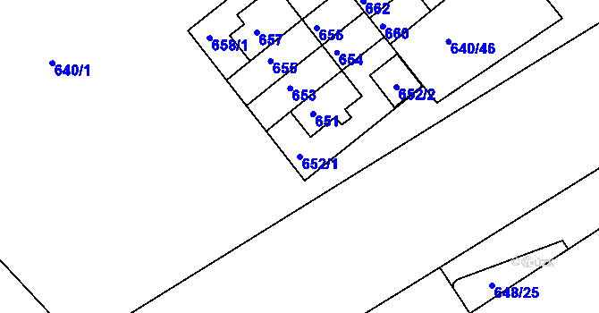 Parcela st. 652/1 v KÚ Prosek, Katastrální mapa