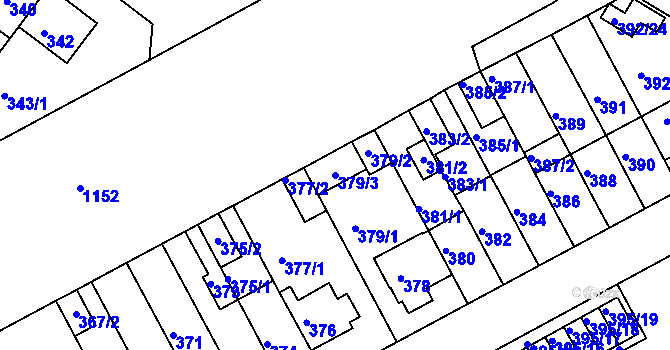 Parcela st. 379/3 v KÚ Prosek, Katastrální mapa
