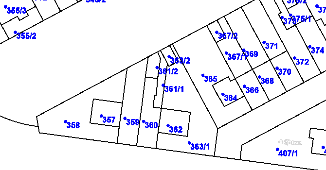Parcela st. 361/1 v KÚ Prosek, Katastrální mapa