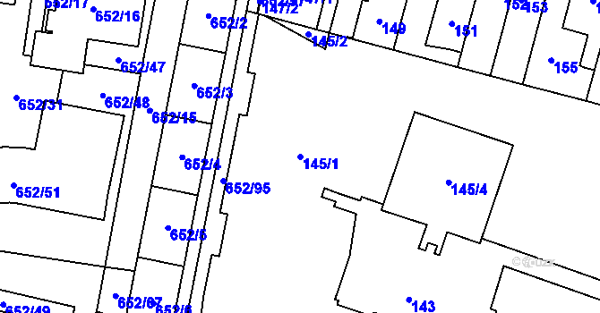 Parcela st. 145/1 v KÚ Letňany, Katastrální mapa