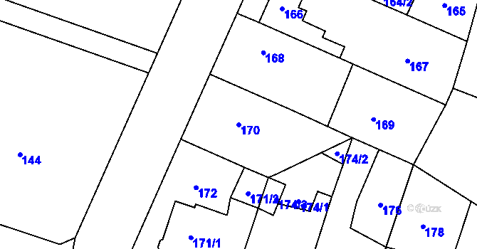 Parcela st. 170 v KÚ Letňany, Katastrální mapa