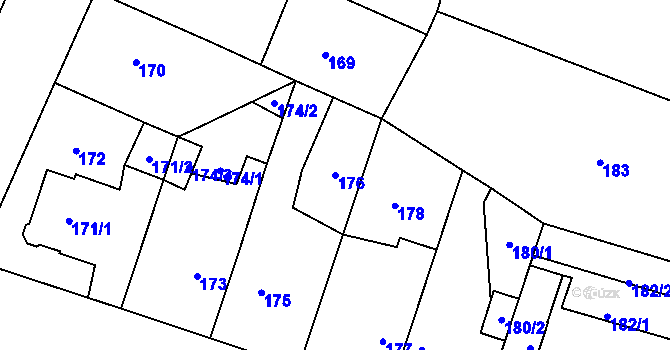 Parcela st. 176 v KÚ Letňany, Katastrální mapa