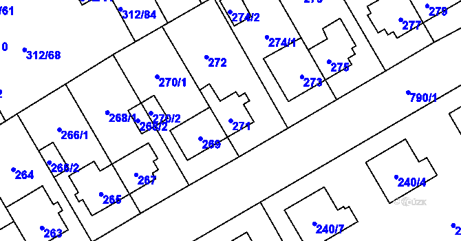 Parcela st. 271 v KÚ Letňany, Katastrální mapa