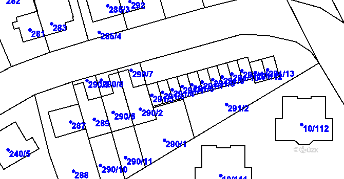 Parcela st. 291/4 v KÚ Letňany, Katastrální mapa