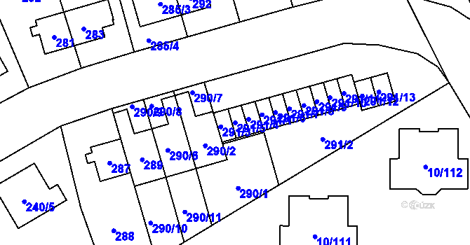 Parcela st. 291/5 v KÚ Letňany, Katastrální mapa