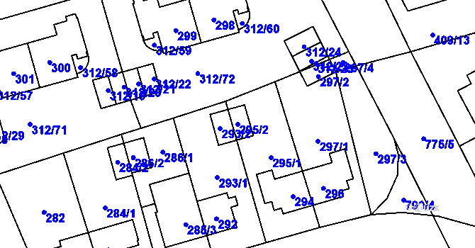 Parcela st. 295/2 v KÚ Letňany, Katastrální mapa