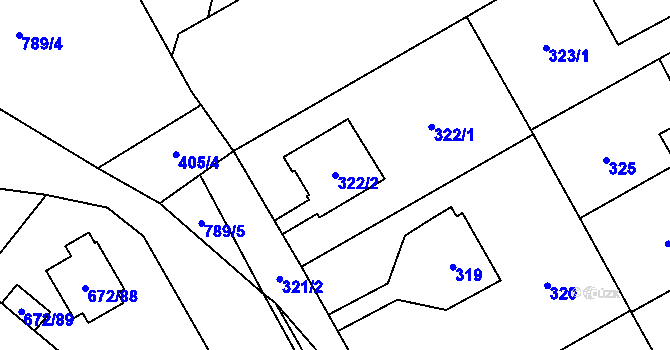 Parcela st. 322/2 v KÚ Letňany, Katastrální mapa
