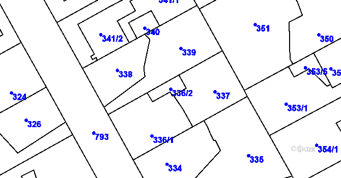 Parcela st. 336/2 v KÚ Letňany, Katastrální mapa