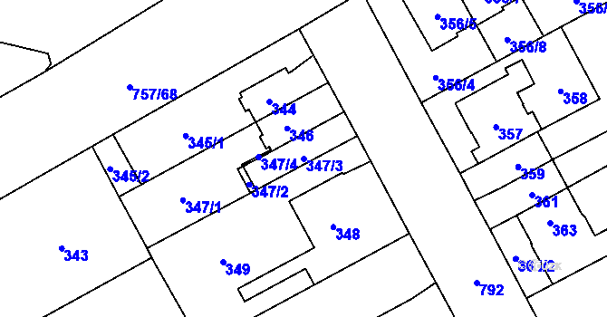 Parcela st. 347/3 v KÚ Letňany, Katastrální mapa