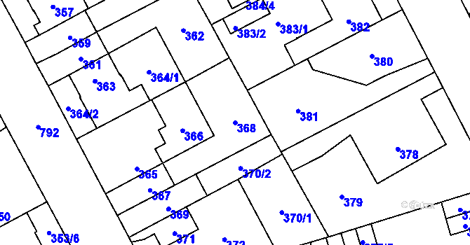 Parcela st. 368 v KÚ Letňany, Katastrální mapa