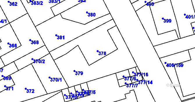Parcela st. 378 v KÚ Letňany, Katastrální mapa