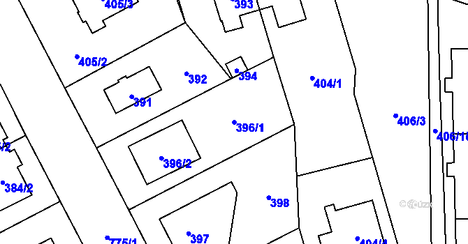 Parcela st. 396/1 v KÚ Letňany, Katastrální mapa