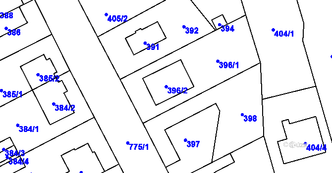 Parcela st. 396/2 v KÚ Letňany, Katastrální mapa