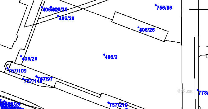 Parcela st. 406/2 v KÚ Letňany, Katastrální mapa