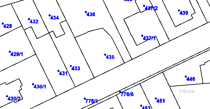 Parcela st. 435 v KÚ Letňany, Katastrální mapa