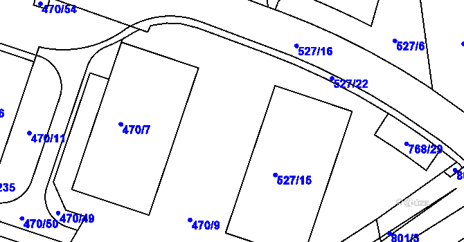 Parcela st. 470/8 v KÚ Letňany, Katastrální mapa