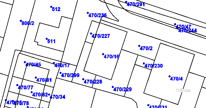 Parcela st. 470/16 v KÚ Letňany, Katastrální mapa