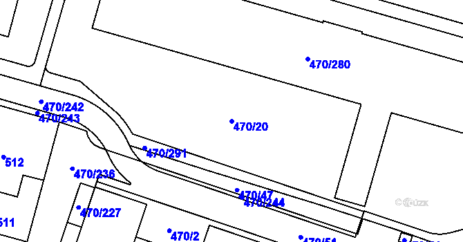 Parcela st. 470/20 v KÚ Letňany, Katastrální mapa