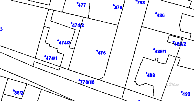 Parcela st. 475 v KÚ Letňany, Katastrální mapa