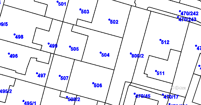 Parcela st. 504 v KÚ Letňany, Katastrální mapa