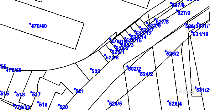 Parcela st. 523/8 v KÚ Letňany, Katastrální mapa