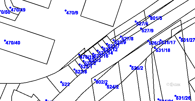 Parcela st. 523/14 v KÚ Letňany, Katastrální mapa
