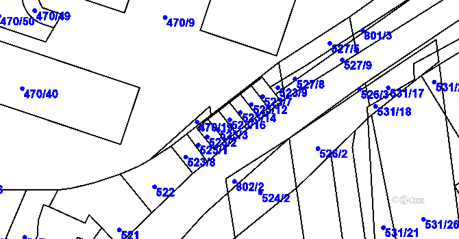 Parcela st. 523/16 v KÚ Letňany, Katastrální mapa
